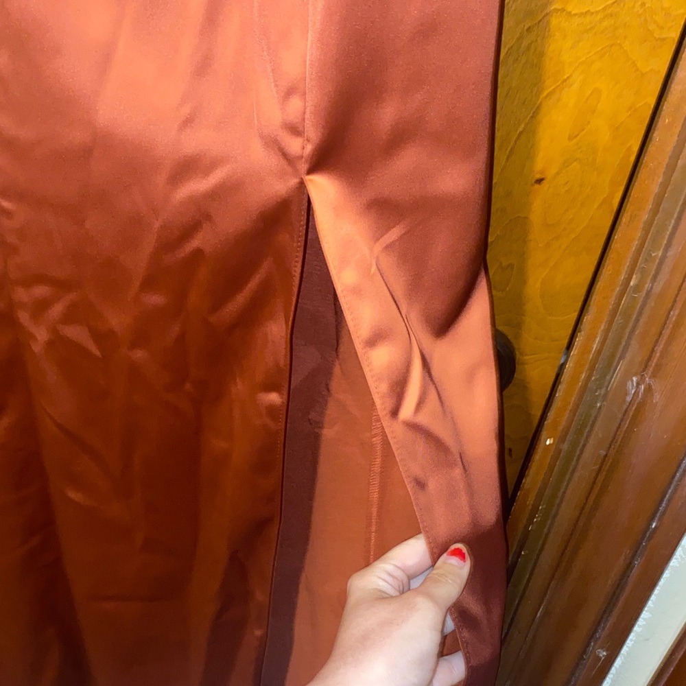 David's Bridal Rust Satin Maxi Dress - Picture 5 of 5